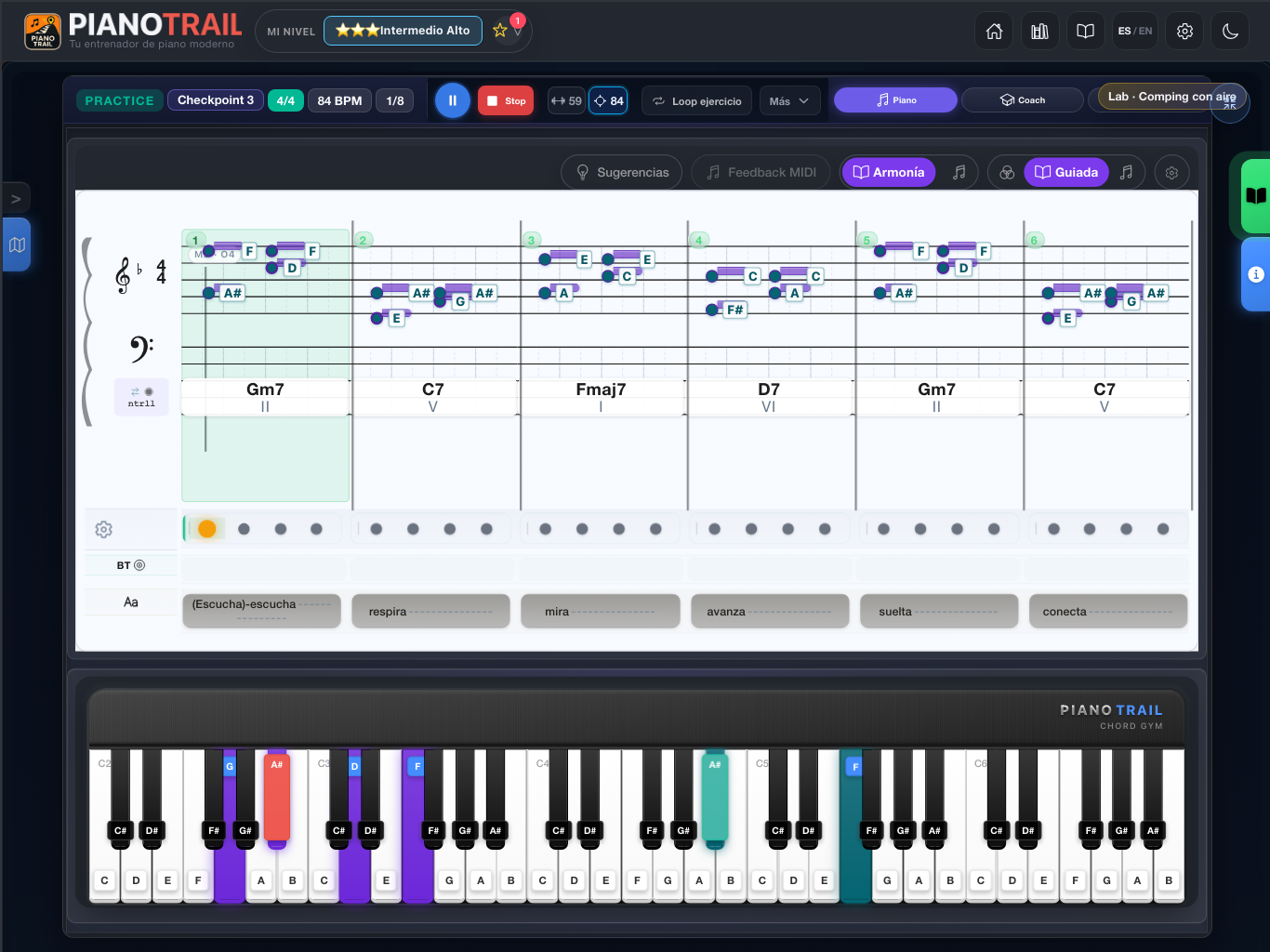 LeadSheet Studio con arreglo en vivo, batería, backing track y teclado interactivo