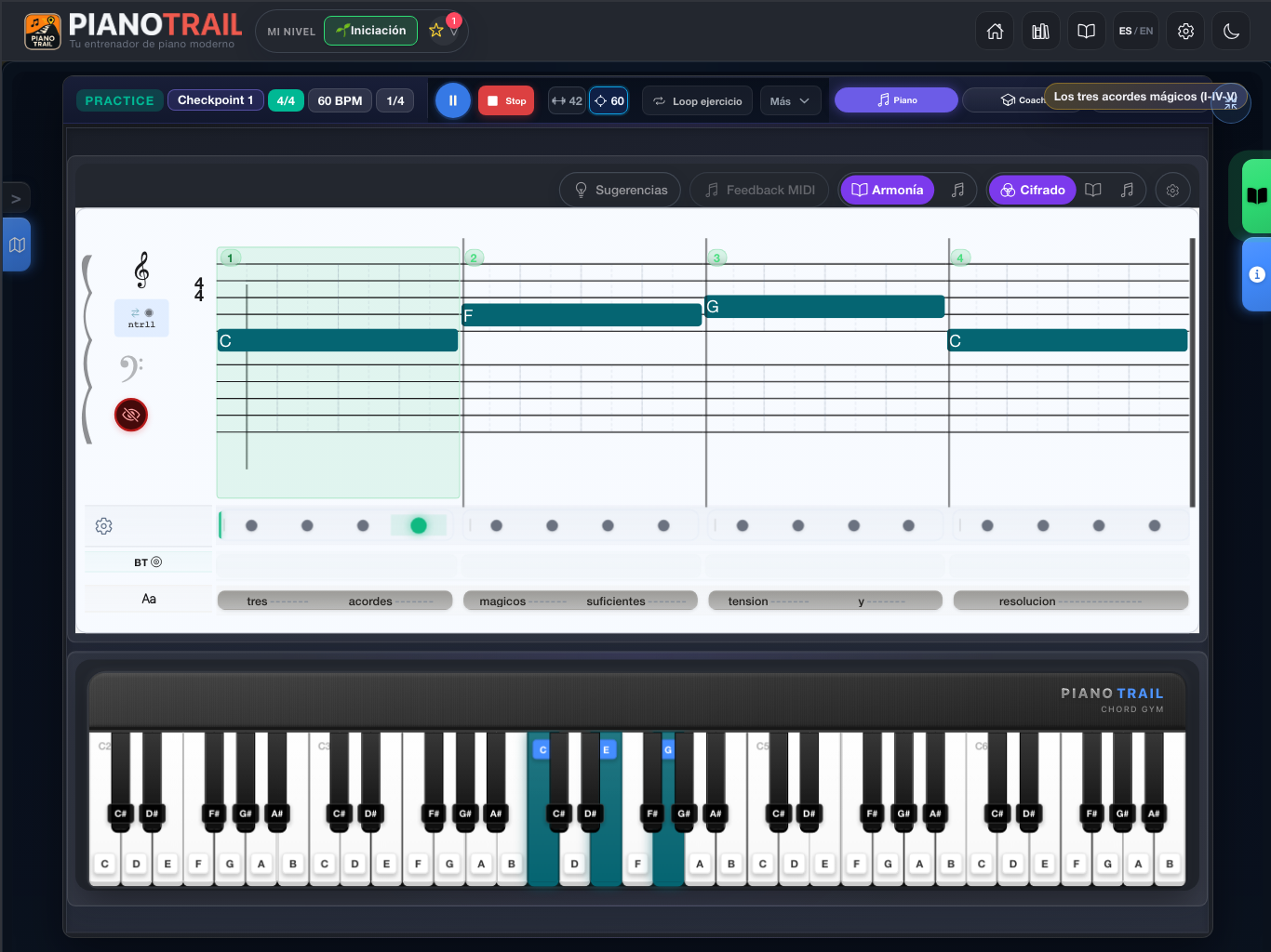 LeadSheet Studio en iPad durante una práctica de armonía y teclado